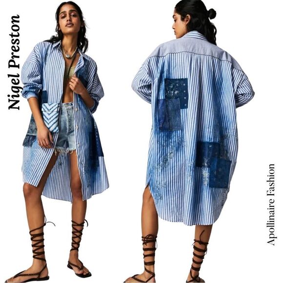 Nigel Preston & Knight Tops - FREE PEOPLE BY NIGEL PRESTON HUNTRESS STRIPE SHIRTDRESS NWT XS/S